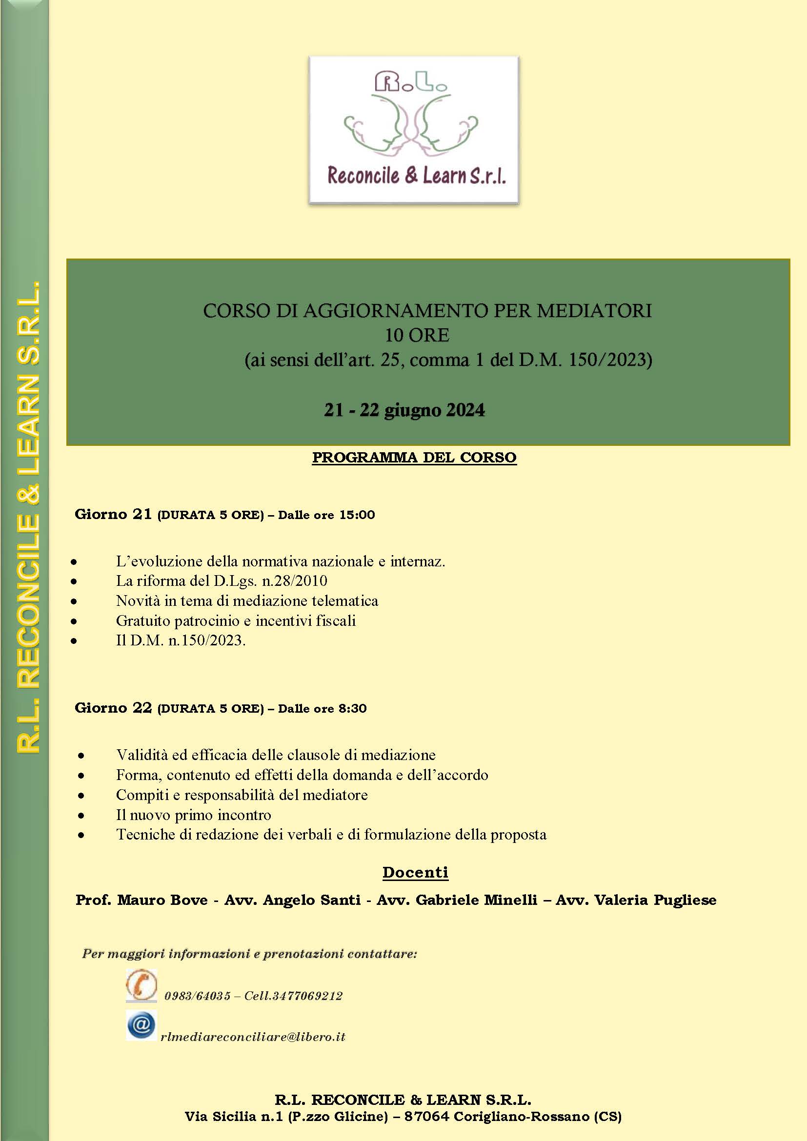 Corso di aggiornamento per mediatori - Giugno 2024